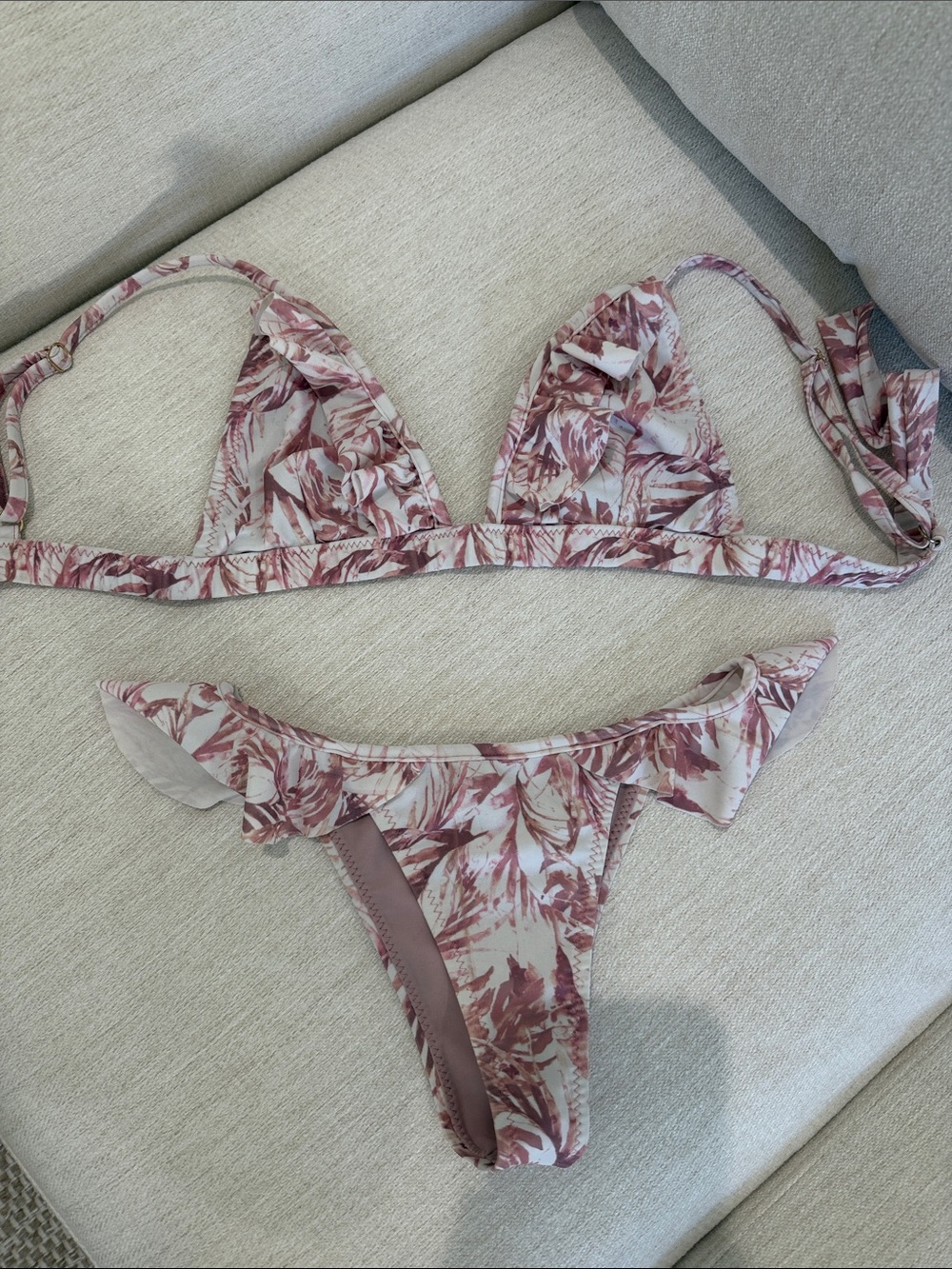 Ruffle Triangle Bikini Set in Dusty Rose Floral